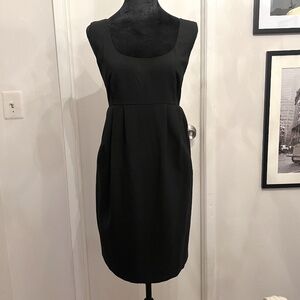 Vintage Express Size 12 Sleeveless Pleated Knee Length Career Sheath Dress